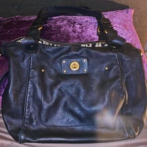Marc Jacobs Black Leather Handbag. Bottom embellishment strap missing 2 pins